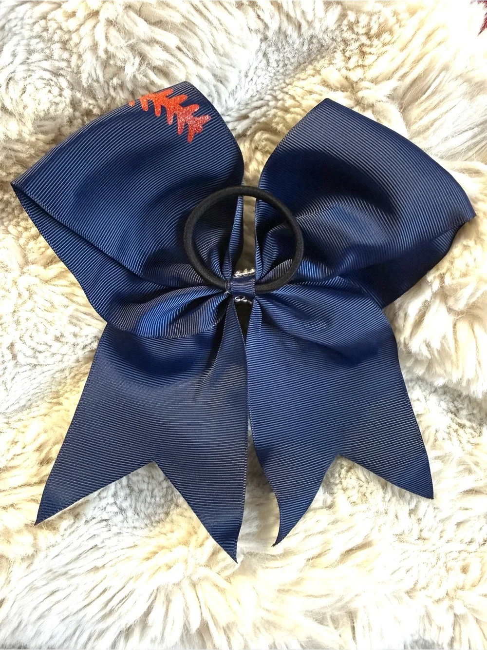 Custom Made Navy Blue Baseball Stitch Hair Bows
